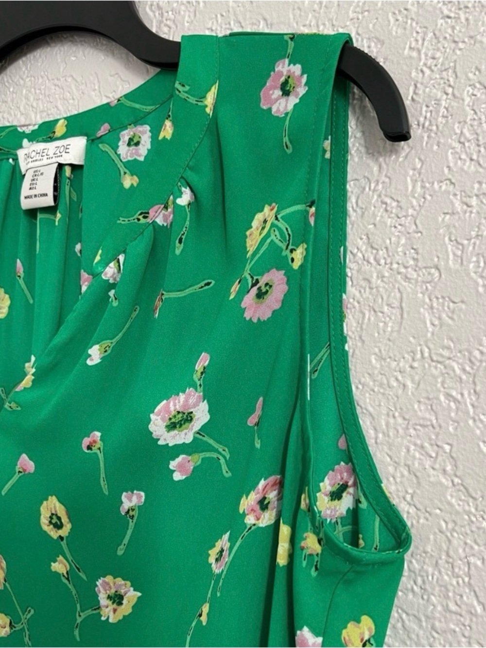 Rachel Zoe Green Yellow Pink Floral print Sleeveless Casual Blouse Tops Classic - Picture 3 of 4